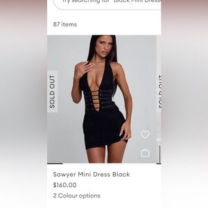 Plunging Lace-Up Black Mini Dress